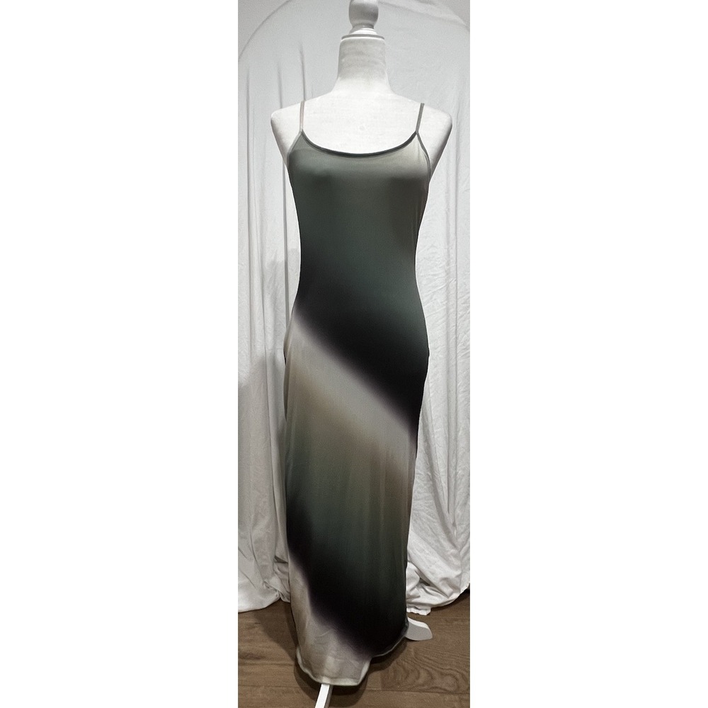 Maxi Dress Form Fitting NWT See You Monday Green Ombre Medium Spaghetti Strap
